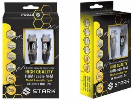 STARK Kabl HDMI M-M, pozlaćen 4K(Ultra HD), metalno kućište, podržava 3D, 2m