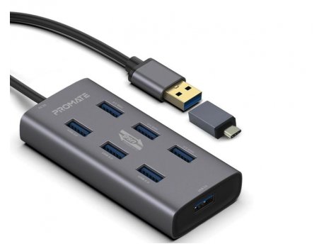 PROMATE EzHub 7 USB Hub crni