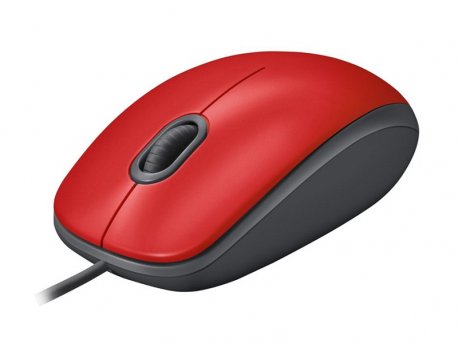 LOGITECH M110 Silent Optical Corded Mouse, Top Red