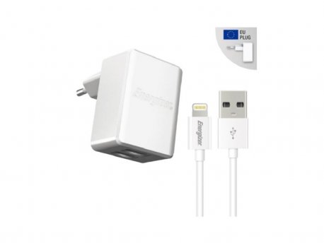 Energizer Ultimate Wall Charger 2USB+Lightning Cable White 3,4A