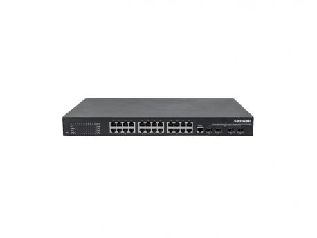 INTELLINET Switch upravljivi, PoE+ 24portni 1Gb, 4x 10GB SFP