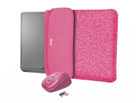 TRUST YVO MOUSE- SLEEVE 15.6 - Pink Hearts (23443)