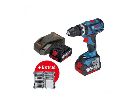 BOSCH plavi alat GSB 18V-60C Akumulatorska vibraciona bušilica - odvrtač  2x4,0Ah + 31-delni set