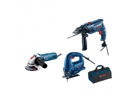 BOSCH plavi alat GSB 550 + GWS 750-125 + GST 700 Set 3 alata + poklon torba