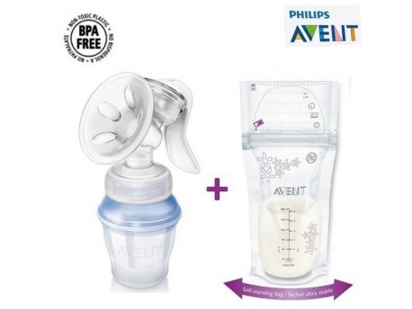 AVENT PUMPICA ZA IZMAZANJE NATURAL + KESICE ZA ODLAGANJE MLEKA 3180