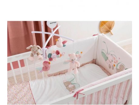 Nattou Muzička vrteška sa plišanim igračkama, roze