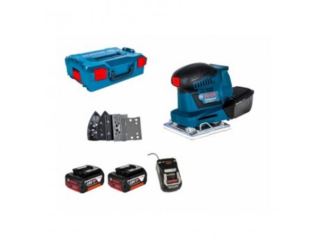 BOSCH plavi alat GSS 18V-10 sa 2 x 5,0 Ah u L-boxxu Akumulatorska vibraciona brusilica-šlajferica