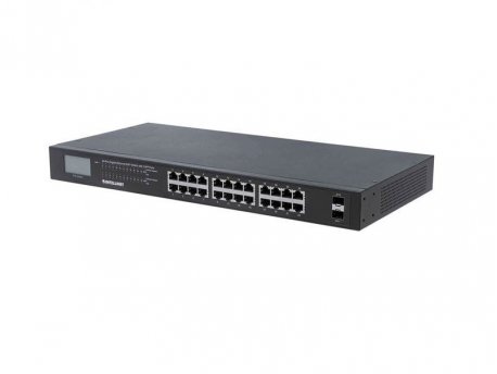 INTELLINET 24-Port Gbps 370W PoE+ Switch 2xSFP, LCD Screen 561242