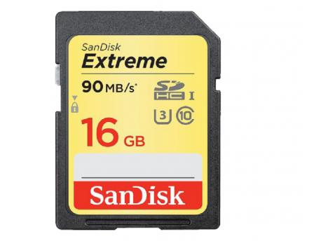 SANDISK SDHC 16GB Extreme 90MB/s Class 10 UHS-I U3  SDSDXNE-016G-GNCIN