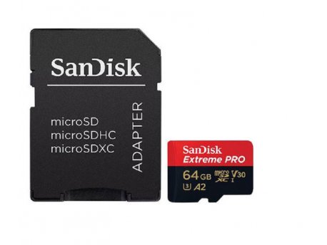 SANDISK SDXC 64GB Micro Extreme Pro 170MB/s A2 +SD Adapter