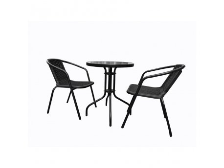 WURTH FBS2 Balkon set,sto i 2 stolice- crna boja