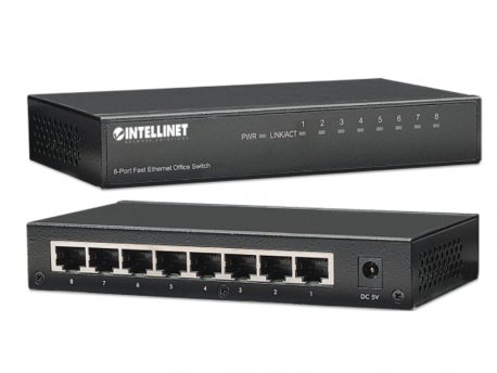 INTELLINET Switch 8-Port Fast Ethernet Office Metal 523318