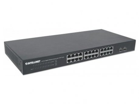INTELLINET 24-Port Gigabit Ethernet Switch, 2xSFP Ports