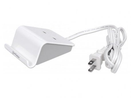 MANHATTAN Adapter USB 2.0 punjač 2portni+ držač za telefon, beli
