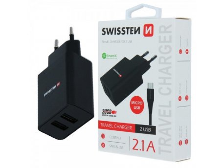 SWISSTEN Kucni Punjac 2.1A 2xUsb Micro (Crna)