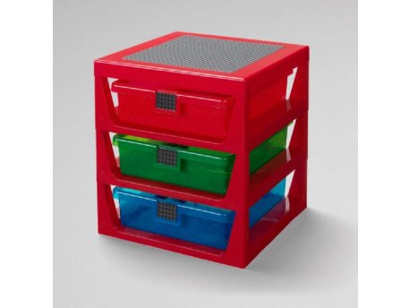 LEGO POLICA SA 3 FIOKE I PODLOGOM ZA GRADNJU – CRVENA