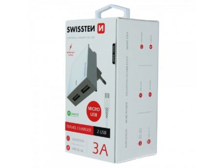 SWISSTEN Kucni Punjac 3A 2xUsb Micro (Bela)