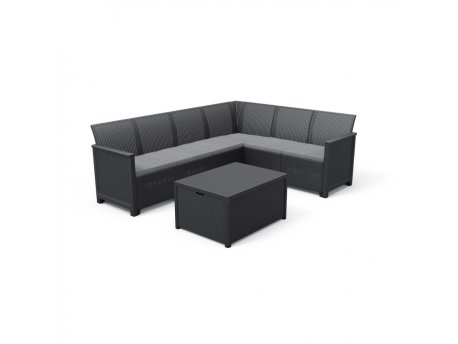 KETER EMMA 6 seater sa box stolom Baštenski set ugaoni, grafit