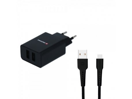 SWISSTEN Kucni Punjac 2.1A 2xUsb Type-C (Crna)
