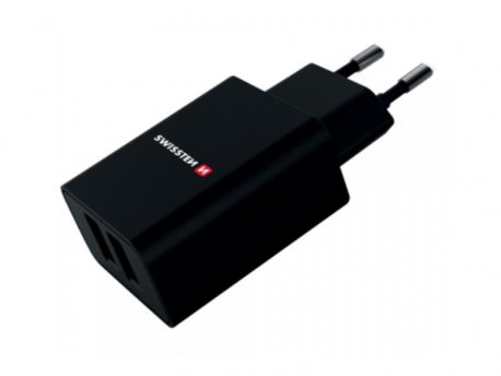 SWISSTEN Kucište Punjača 2.1A 2xUSB (Crna)