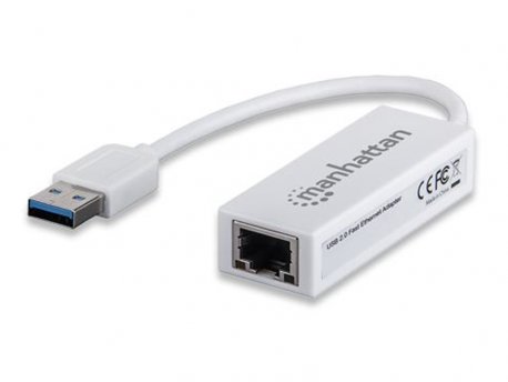 MANHATTAN Adapter USB2.0 Muški/RJ45 port Fast Eth.10/100Mbps, beli