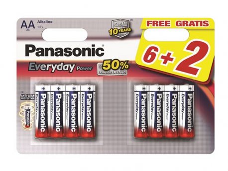PANASONIC Baterije LR6EPS/8BW -AA 8kom Alkaline Everyday Pow
