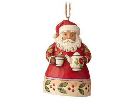 JIM SHORE Mini Santa With Teapot Hanging Ornament Figure