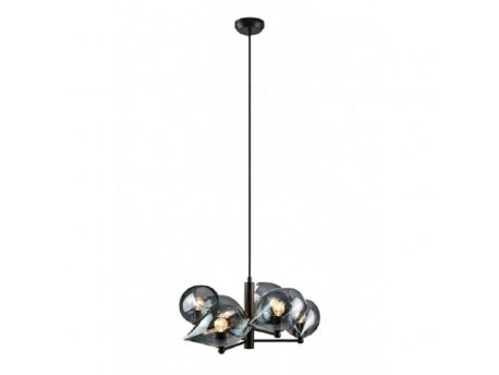 LUNA 115 LUSTER 6*E14 BLACK/SMOKED GLASS