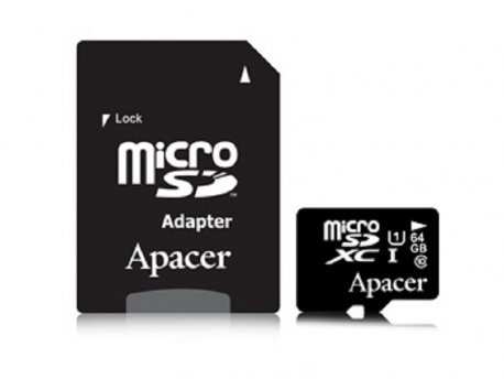 APACER UHS-I MicroSDXC 64GB class 10 + Adapter AP64GMCSX10U1-R