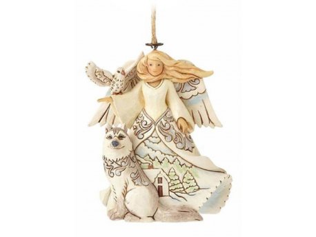 JIM SHORE White Woodland Angel Hanging Ornament Figure