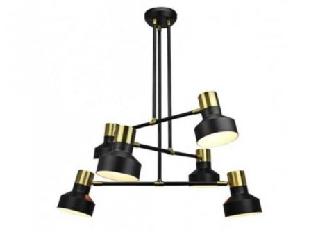 LUNA 97 LUSTER 6*E14 BLACK/ANTIQUE BRASS