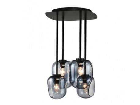 LUNA 104 LUSTER 4*E14 BLACK/SMOKED GLASS