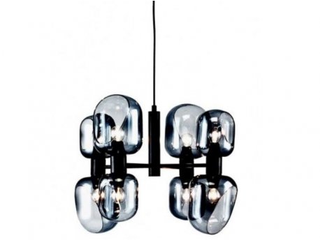 LUNA 105 LUSTER 8*E14 BLACK/SMOKED GLASS