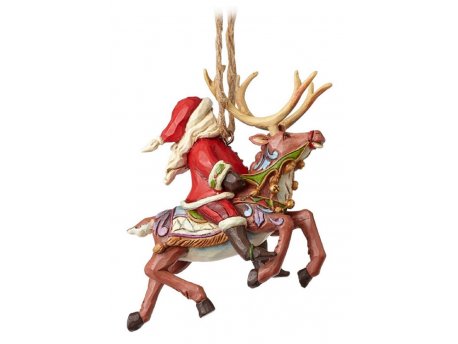 JIM SHORE Santa Riding Reindeer Hanging Ornament Figure