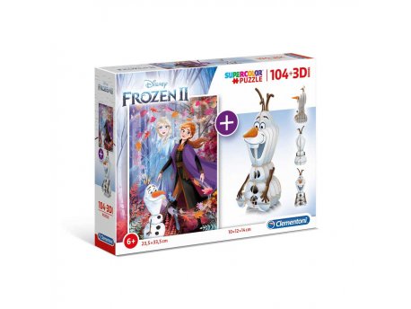CLEMENTONI PUZZLE 104 + 3D MODEL FROZEN 2
