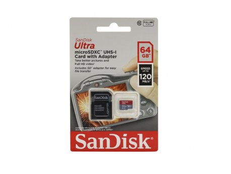 SANDISK SDHC 64GB Ultra Micro SD 120MB/s sa adapterom
