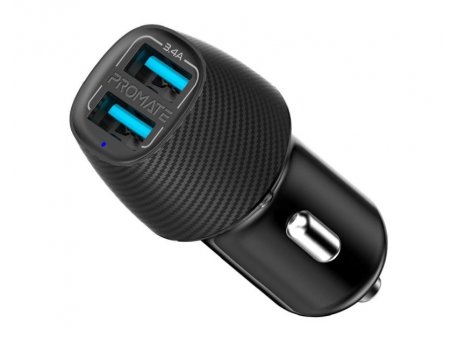 PROMATE VolTrip-DUO 3.4A dual auto punjač crni