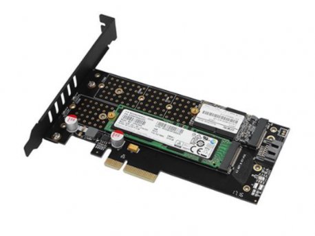 Axagon Kontroler PCI-Express na DUAL M.2 SSD (NVMe + SATA)