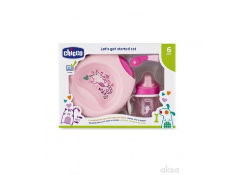CHICCO Set 6m+, pribor, roze