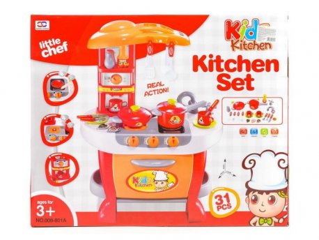Qunsheng Toys Igračka kuhinja sa dodacima-crvena