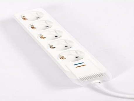 BLUEBERRY Surge Protection Power strip, 5 socket, 1,8m, 10A, White, no-ground warning (BSP-3015D-DW18)