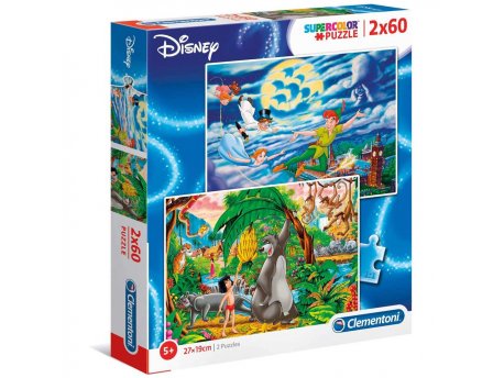 CLEMENTONI PUZZLE 2X60 PETER PAN + THE JUNGLE BOOK 2020