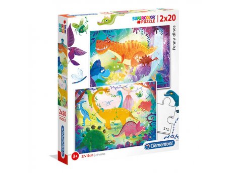 CLEMENTONI PUZZLE 2X20 FUNNY DINOS