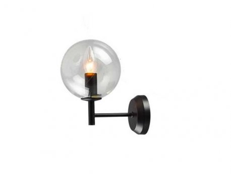 LUNA 100 ZIDNA LAMPA 1*E14 BLACK/CLEAR GLASS