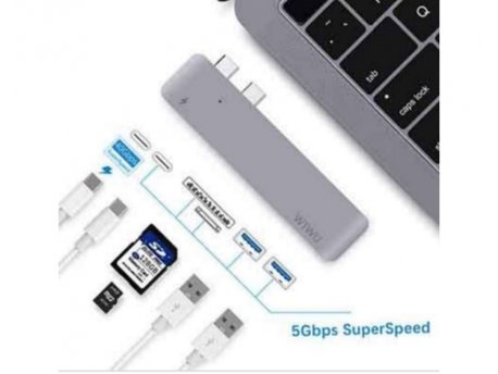 FAST ASIA Adapter-konvertor TIP-C na HDMI + 2xUSB 3.0 + SD/Micro SD