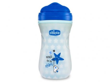CHICCO Shiny čaša 12m+, svetli u mraku, plava