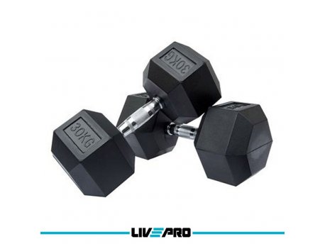 LivePro Bučice gumirane 2x30kg, heksagonalne - LP8005