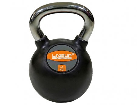 LiveUp Kettlebell Rusko zvono gumirani, 16 kg - LS2044