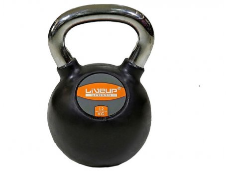 LiveUp Kettlebell Rusko zvono gumirani, 12 kg - LS2044