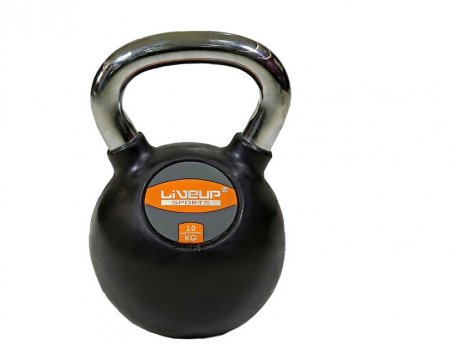 LiveUp Kettlebell Rusko zvono gumirani, 10 kg - LS2044